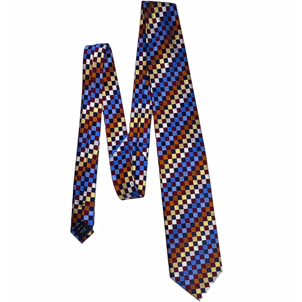 Jos. A. Bank Executive Collection 100% Silk Woven Men's Tie Blue Burgundy Gold